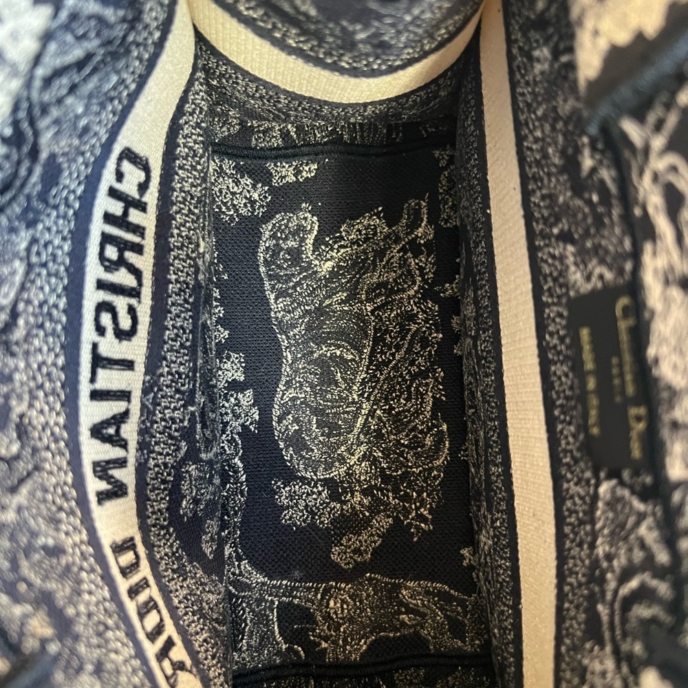 CHRISTIAN DIOR Canvas Embroidered Small Book Tote Blue - Picture 11 of 13